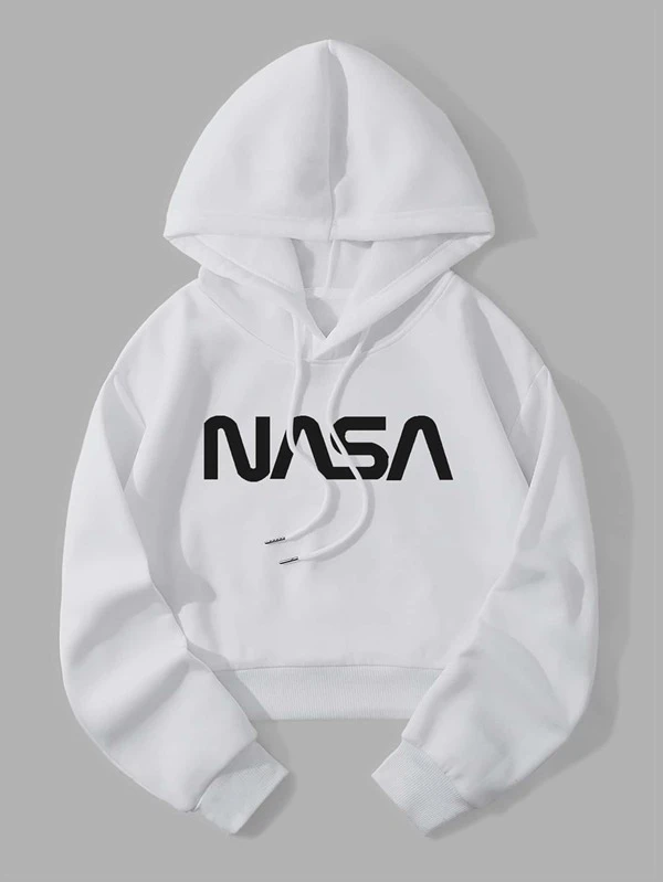 NASA Graphic Croped Hoodie