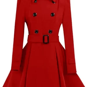 Womens Red Swing Pea Coat 1