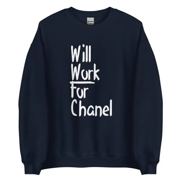 Will Work For Chanel Sweatshirt navy