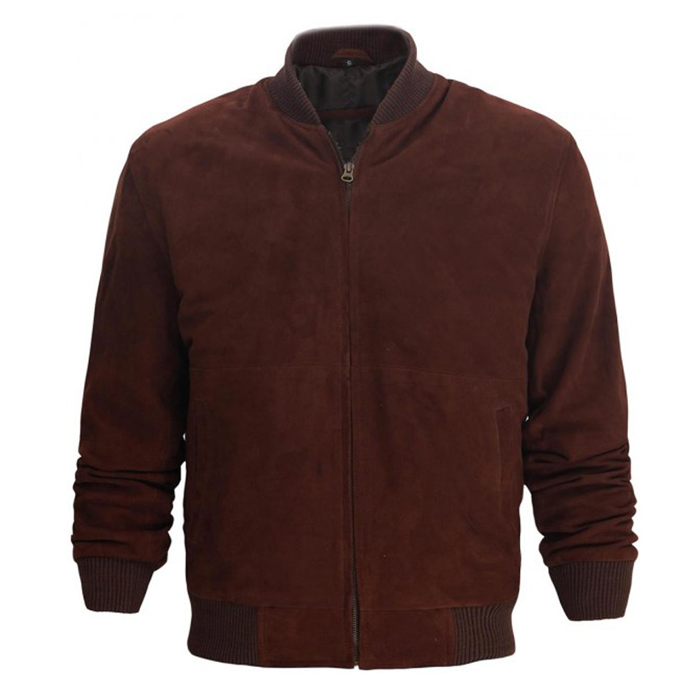 Mens Bomber Suede Leather Jacket