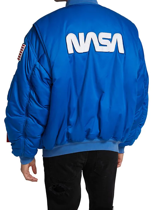 Nasa Space Blue Padded Blue Bomber Jacket