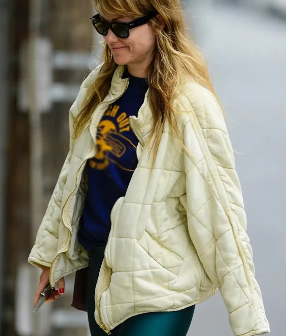 Olivia Wilde Stylish Off White Cotton Jacket