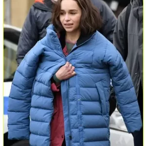 Secret Invasion Emilia Clarke Blue Long Coat