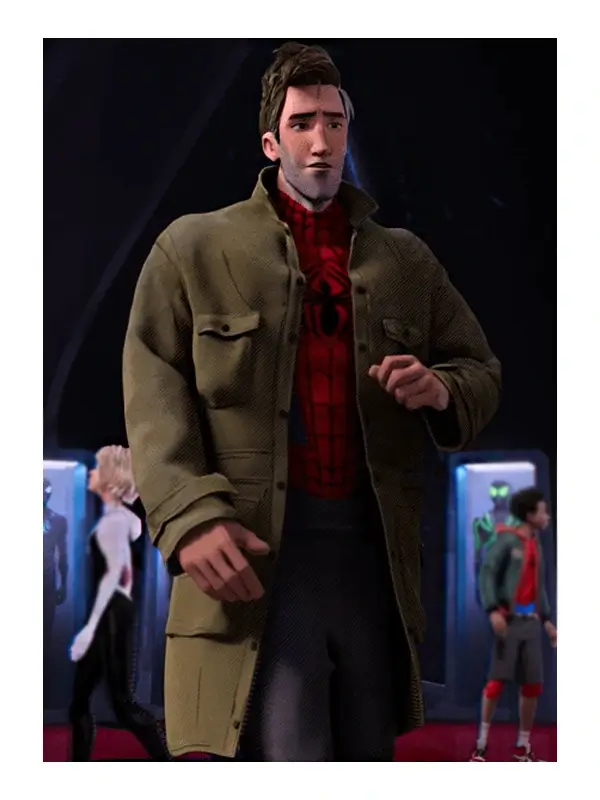 Spider Man Into the Spider-Verse Peter B Parker Green Coat