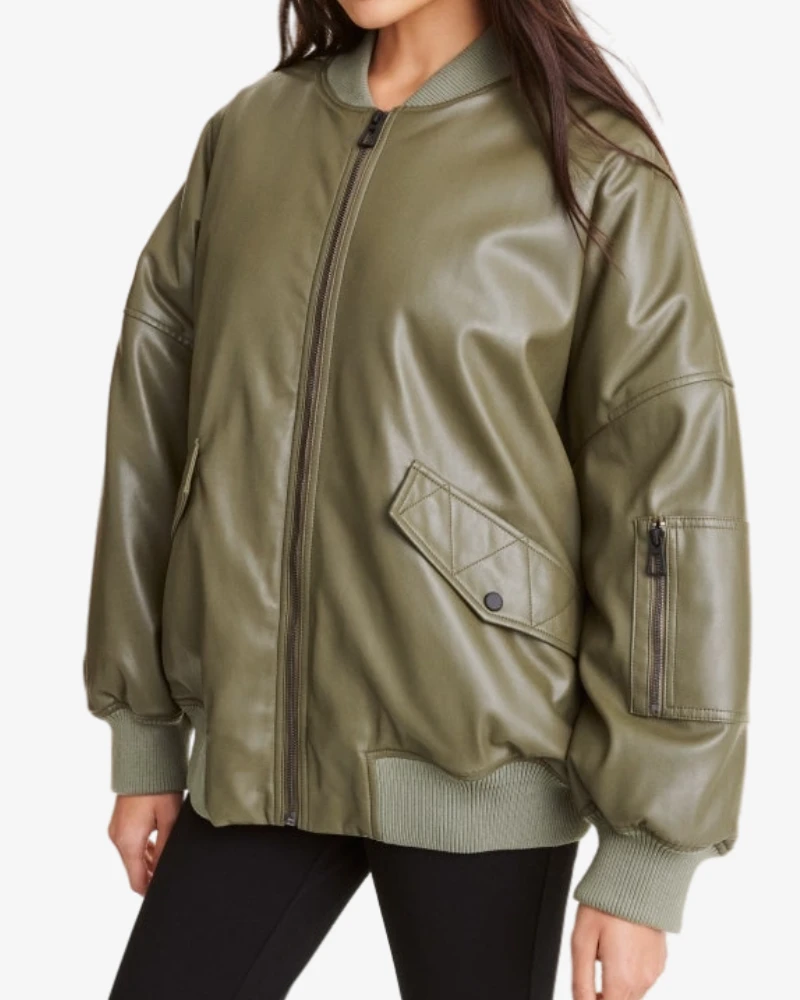 Leather Oversized Bomber Jacket