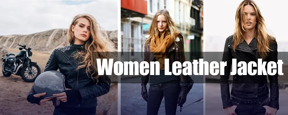 women leather jacket banner