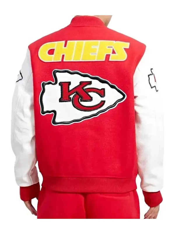 Kansas City Chiefs Logo Red and White Varsity Bomber Jacket